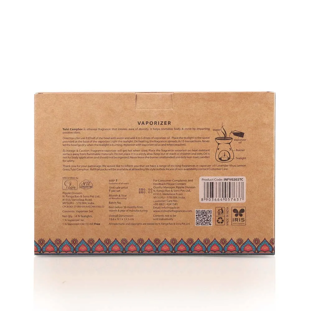 Tulsi Camphor Essential Oil with Ceramic Pot, Reed Diffuser Sticks & Potpourri