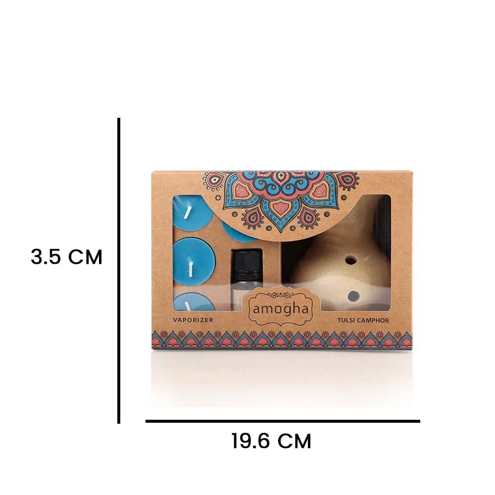 Tulsi Camphor Essential Oil with Ceramic Pot, Reed Diffuser Sticks & Potpourri