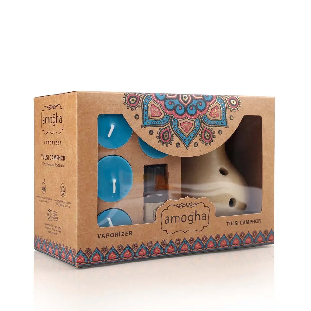 Tulsi Camphor Essential Oil with Ceramic Pot, Reed Diffuser Sticks & Potpourri