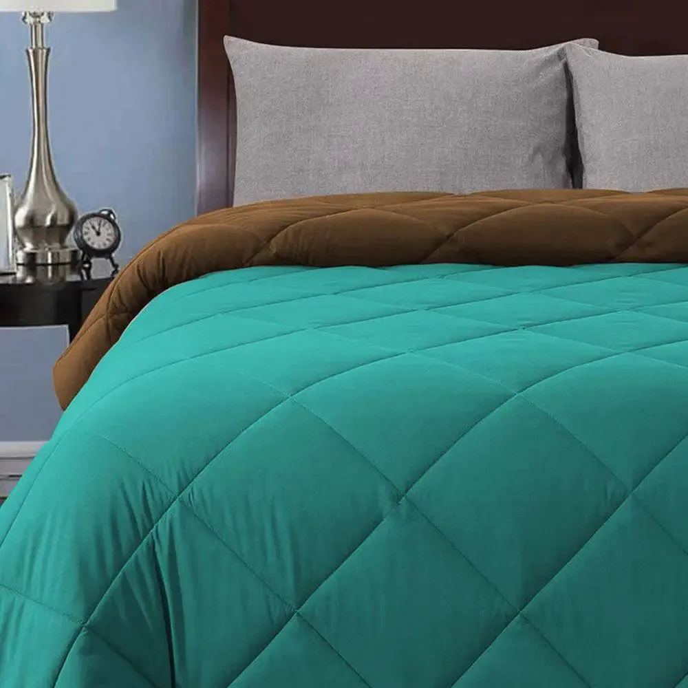 Turquoise &amp; Sap Green Quilted Double Bed Comforter