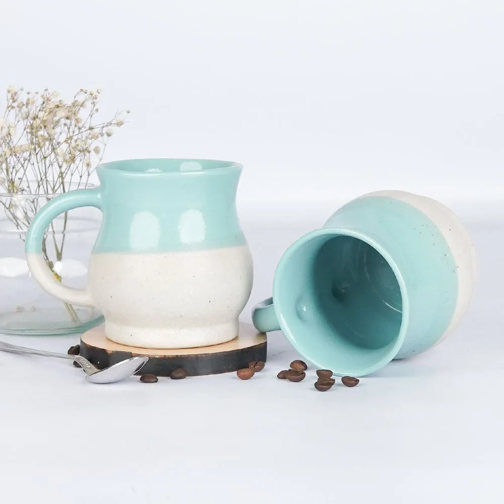 Turquoise Bordered Pot Motif Ceramic Mugs Single Piece