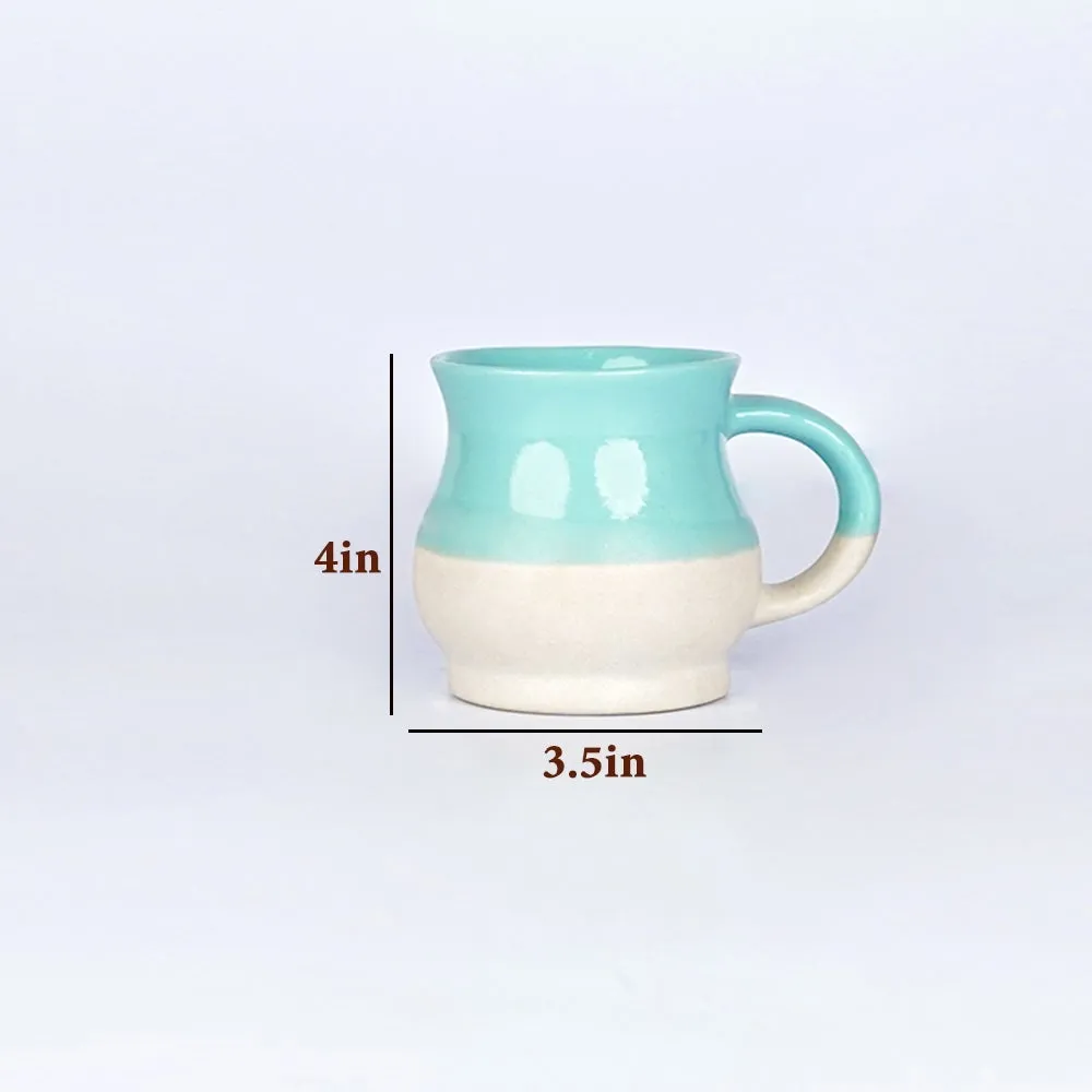 Turquoise Bordered Pot Motif Ceramic Mugs Single Piece