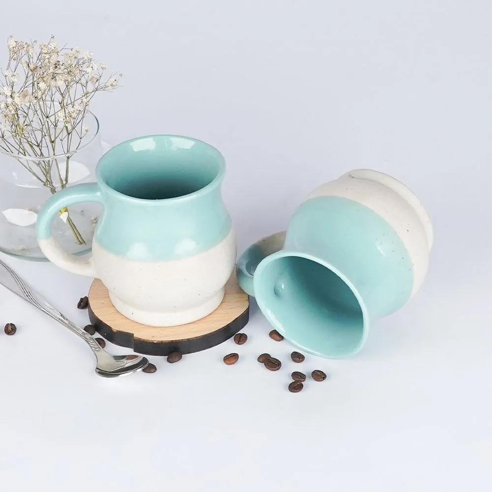 Turquoise Bordered Pot Motif Ceramic Mugs Single Piece