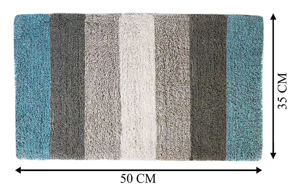 Turquoise Checkered Cotton Soft Bathmat (35 x 50) cm