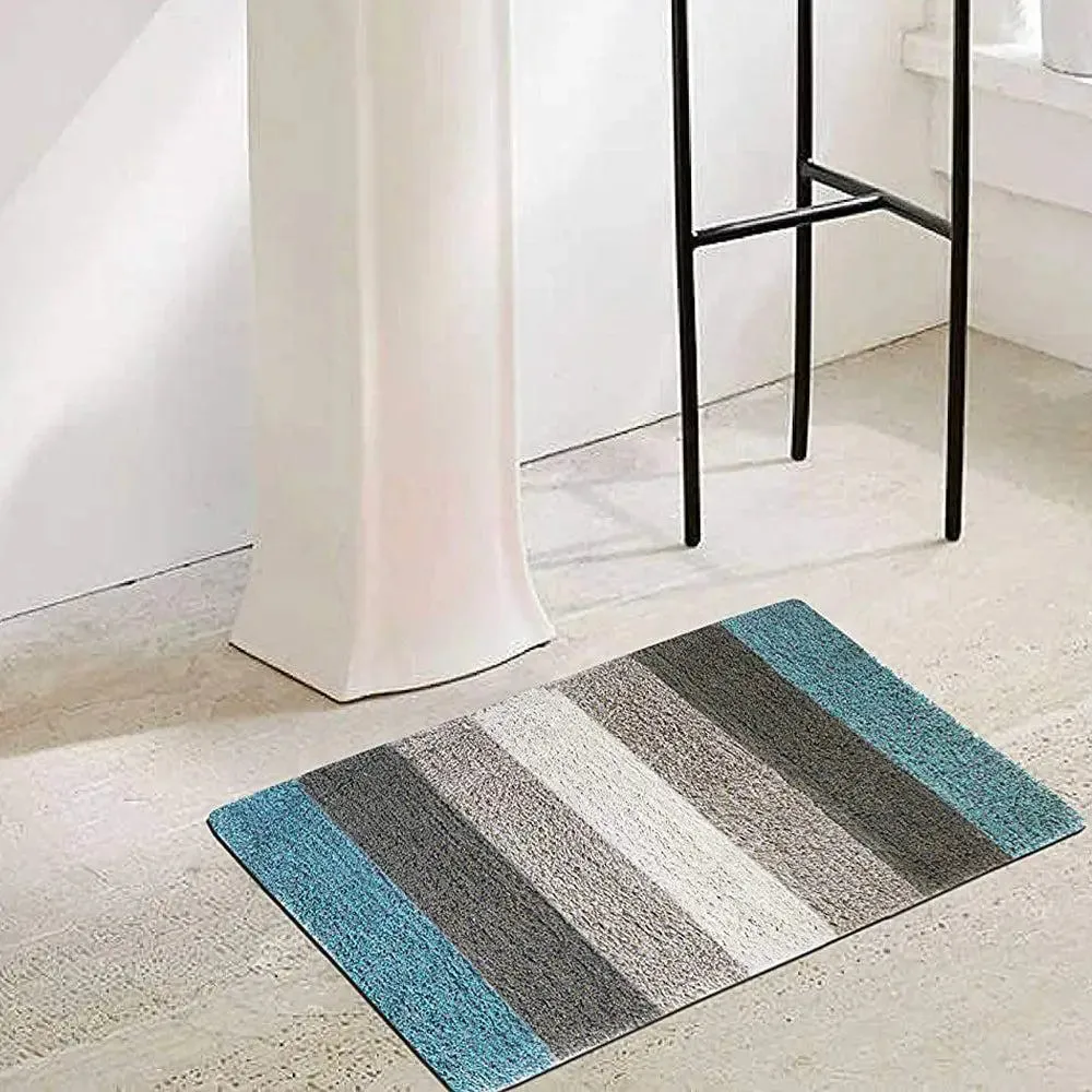 Turquoise Checkered Cotton Soft Bathmat (35 x 50) cm