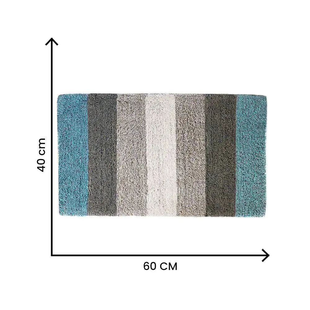 Turquoise Checkered Cotton Soft Bathmat (40 x 60) cm