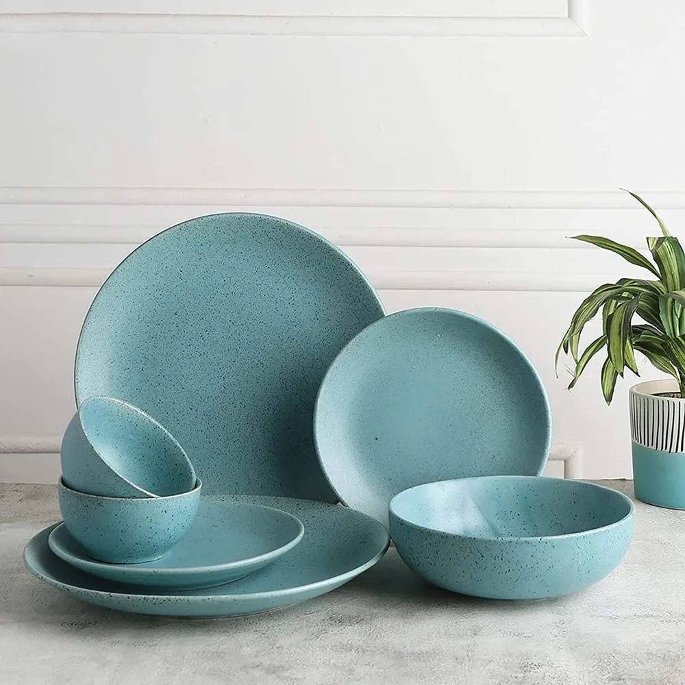 Turquoise Classic Ceramic Dinner Set Of 7