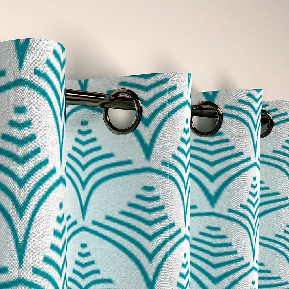 Turquoise Classic Patterned Designer Door Curtain Medium Single Piece (7ft)