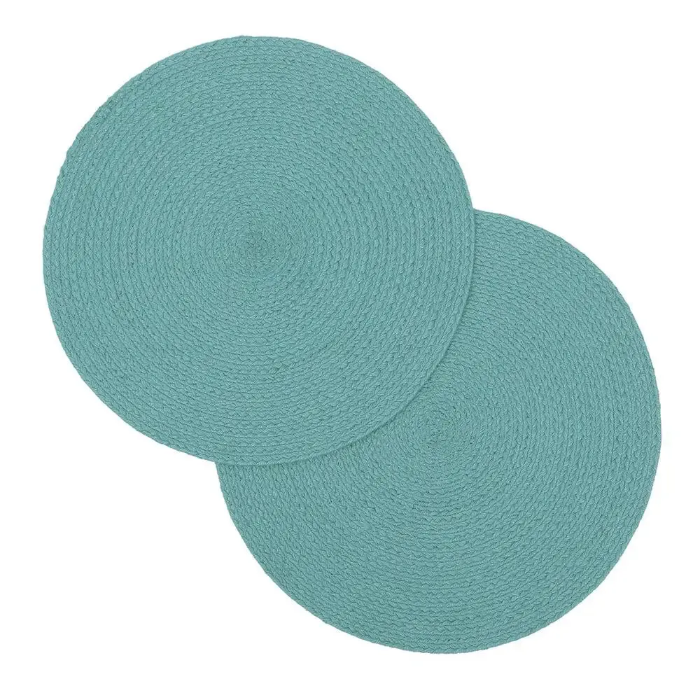 Turquoise Cotton Round Placemat Set Of 2