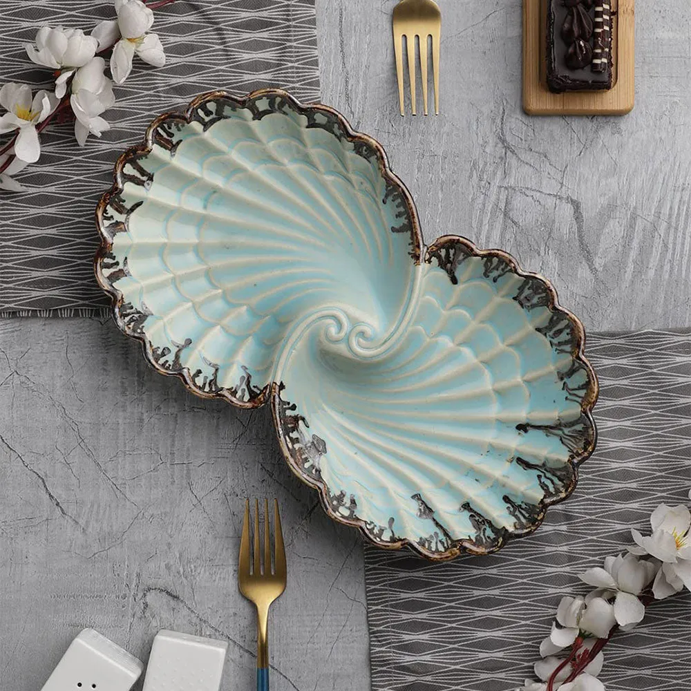 Turquoise Shell Patterned Fruit Platter