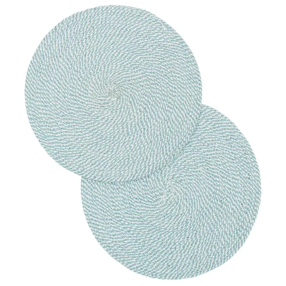 Turquoise Soft Cotton Round Placemat Set Of 2