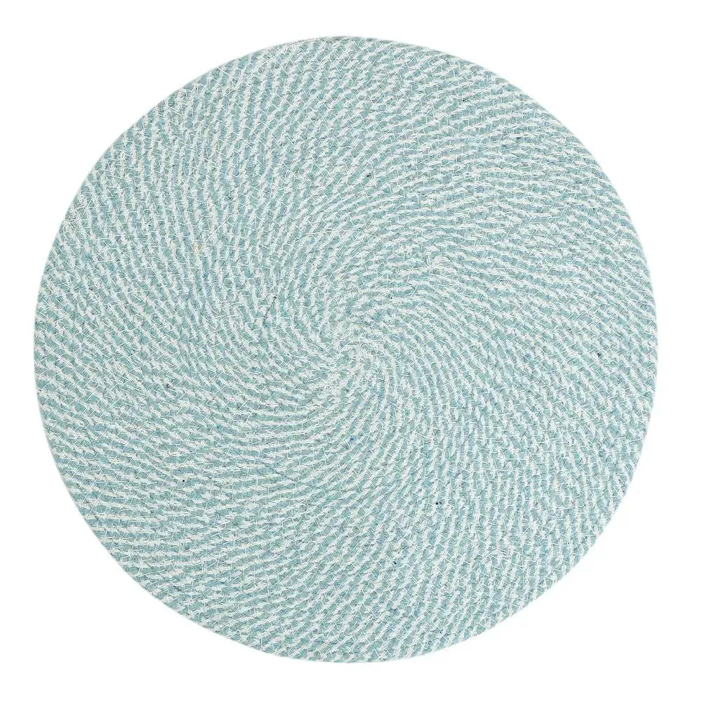 Turquoise Soft Cotton Round Placemat Set Of 2
