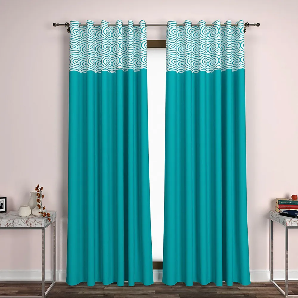 Turquoise Spiral Semi- Designer  Door Curtain Regular Single Piece (7ft)