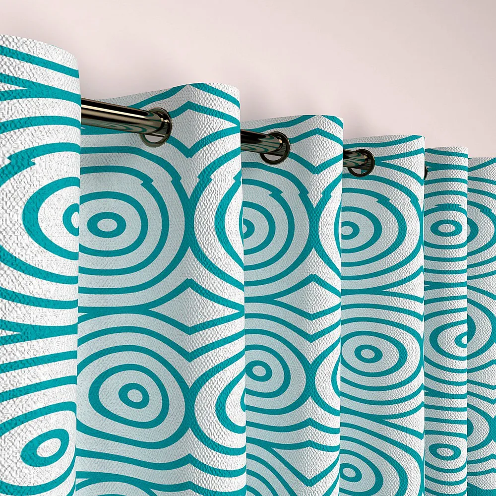 Turquoise Spiral Semi- Designer  Window Curtain