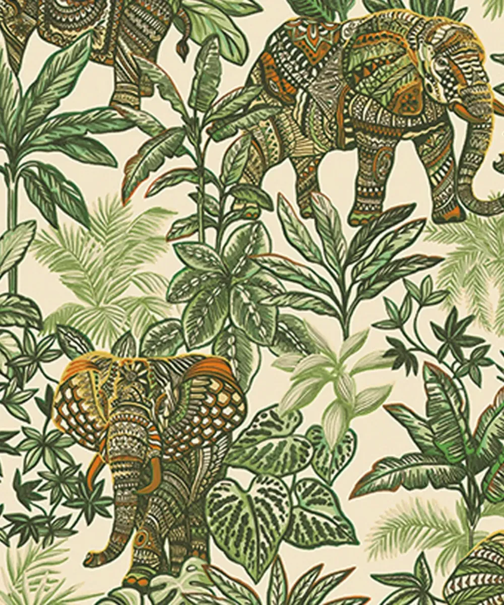 Tusker Trail Textured Premium Wallpaper- Paradise Collection green