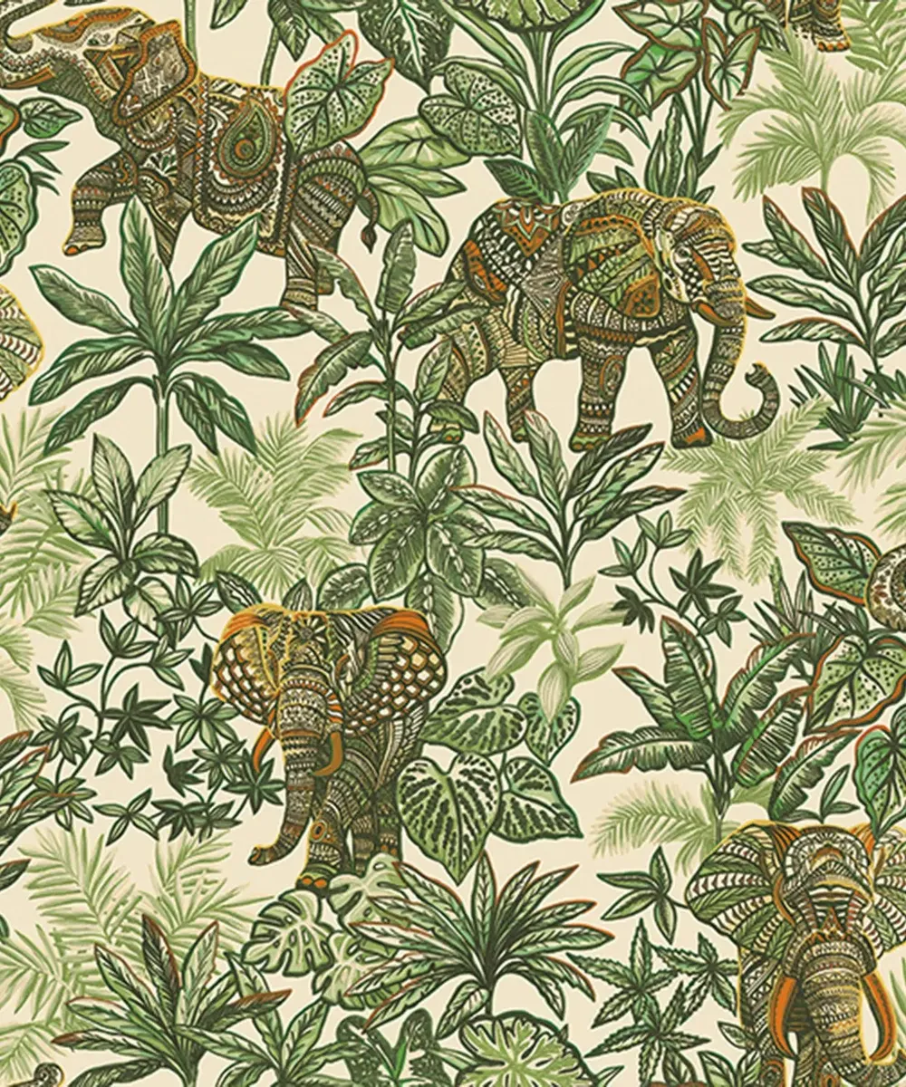 Tusker Trail Textured Premium Wallpaper- Paradise Collection green