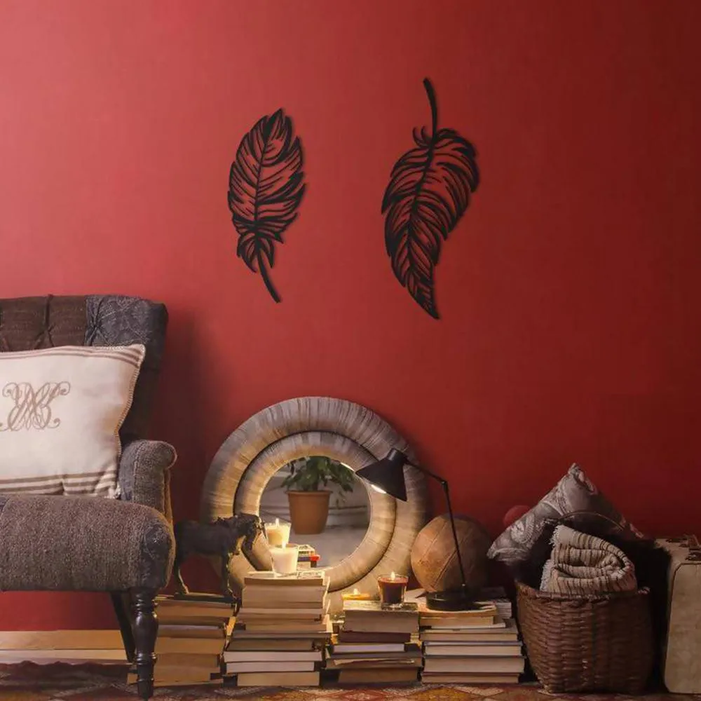 Twin Feather Metal Wall art Set Of 2