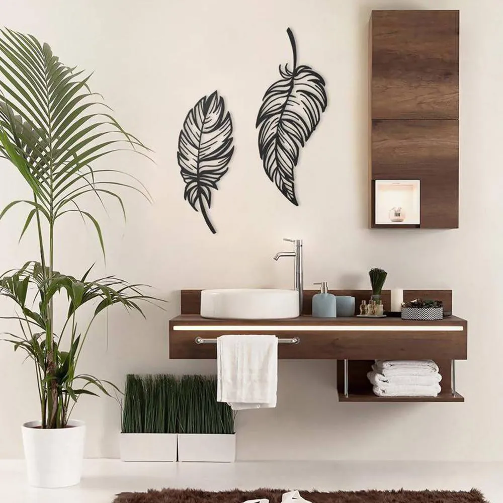 Twin Feather Metal Wall art Set Of 2