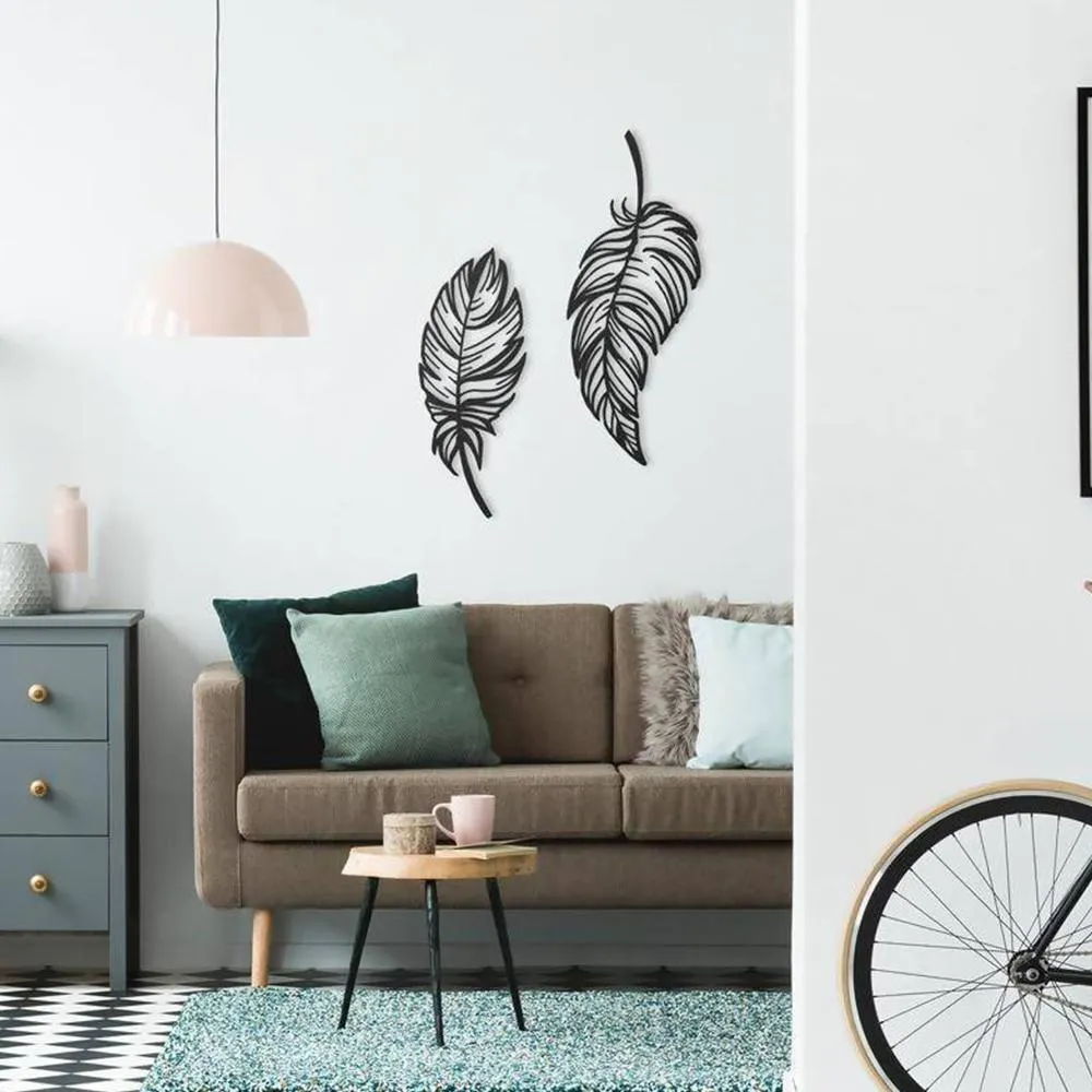 Twin Feather Metal Wall art Set Of 2