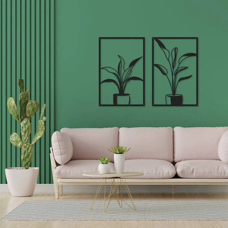 Twin Plants Metal Wall Decor