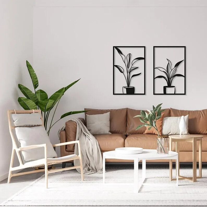 Twin Plants Metal Wall Decor