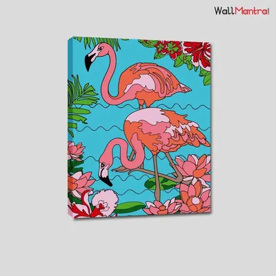 Two Flamingos in Garden DIY(Do-It-Yourself)/ Paint by numbers canvas painting kit