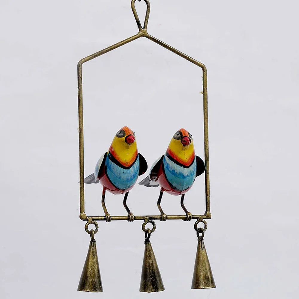 Two Happy Birds Hanging Metal Animal Figurine