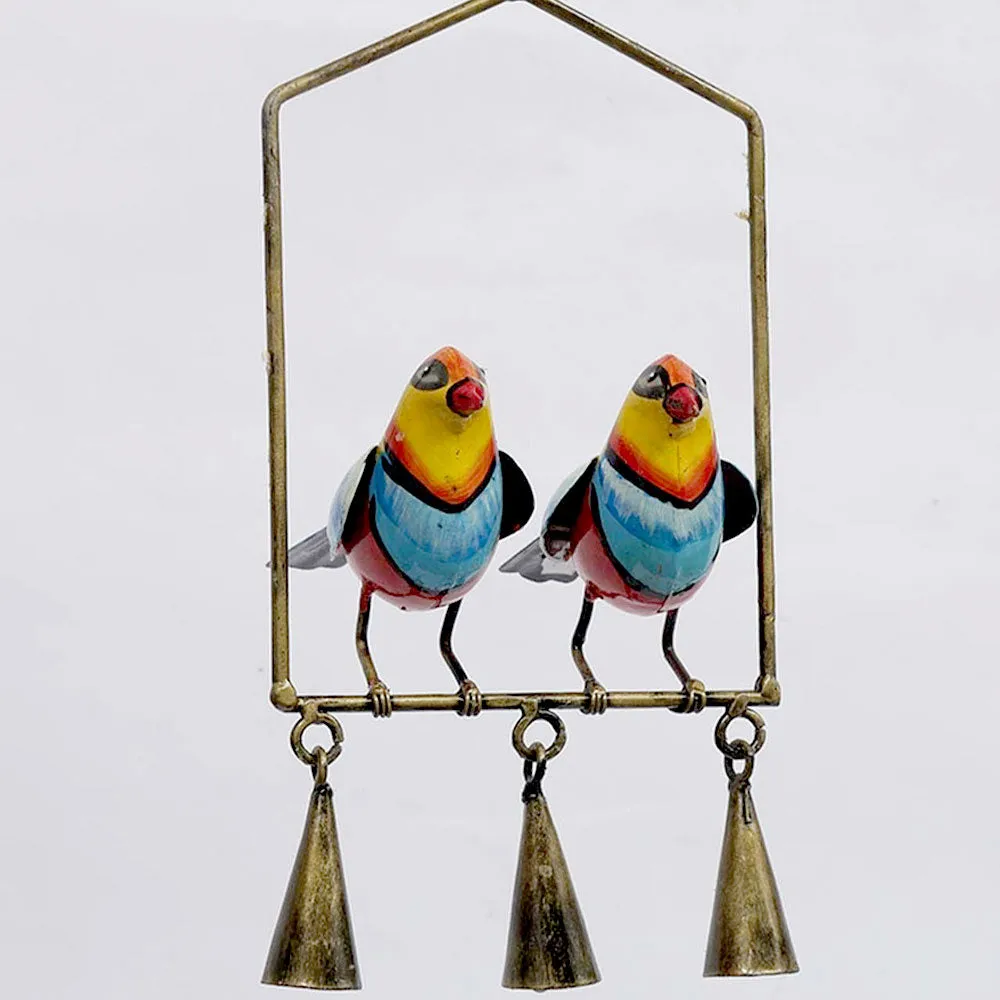 Two Happy Birds Hanging Metal Animal Figurine