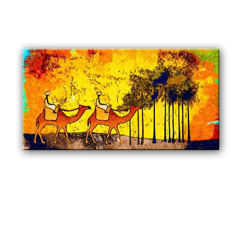 Two Riding Camels Canvas Printed Painting With Frame