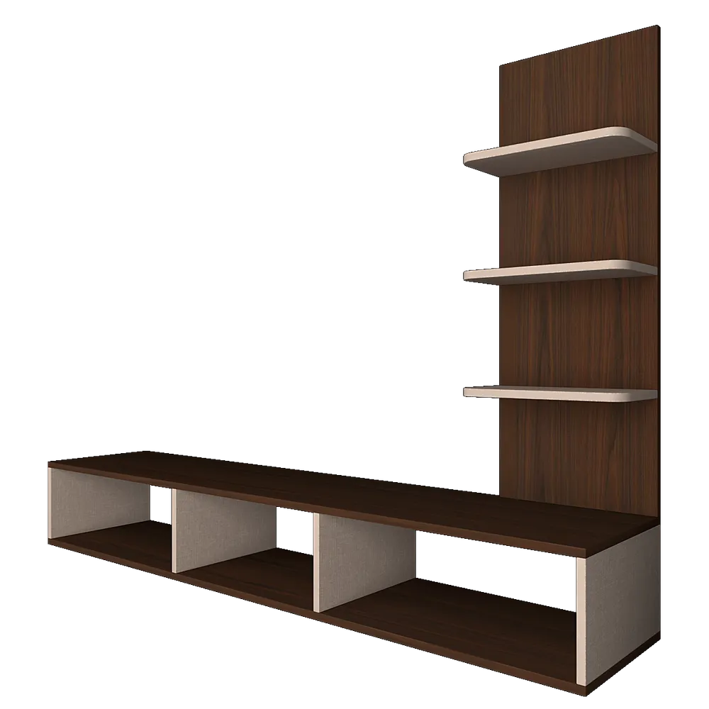 Two Tonal Walnut Modern Classic TV Unit