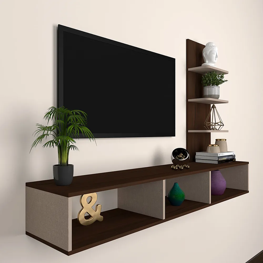 Two Tonal Walnut Modern Classic TV Unit