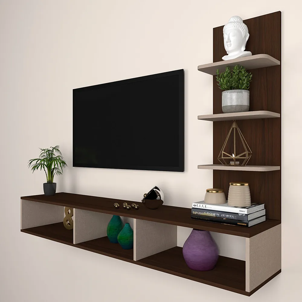 Two Tonal Walnut Modern Classic TV Unit