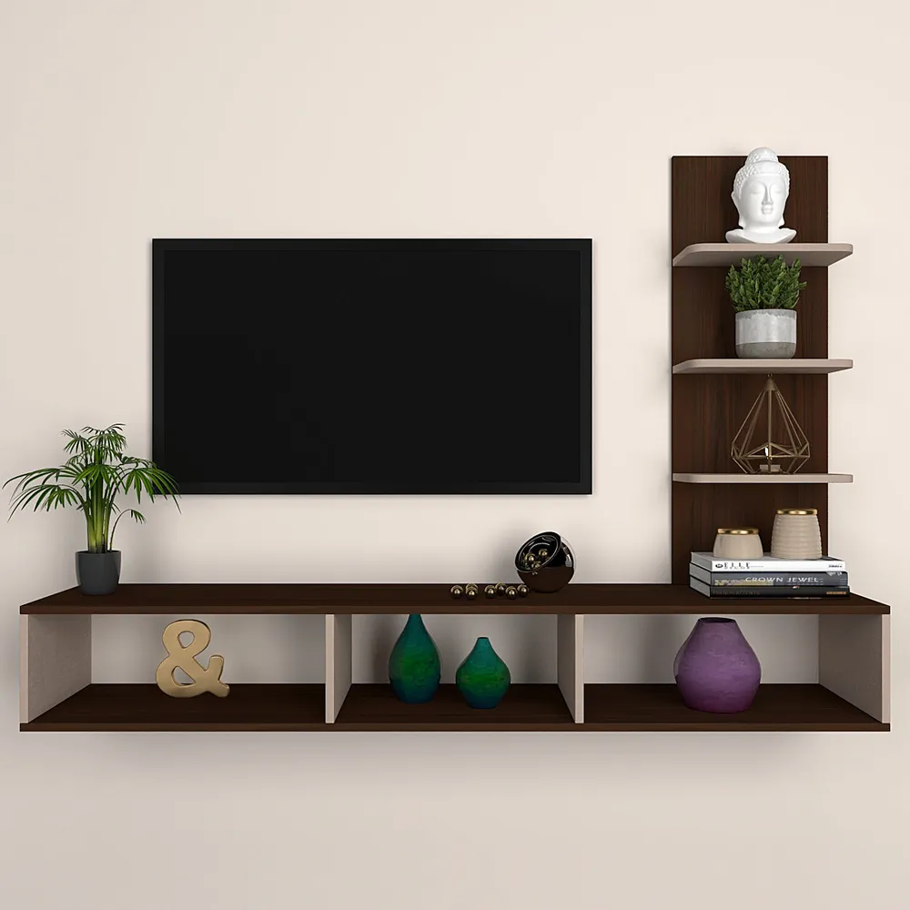 Two Tonal Walnut Modern Classic TV Unit