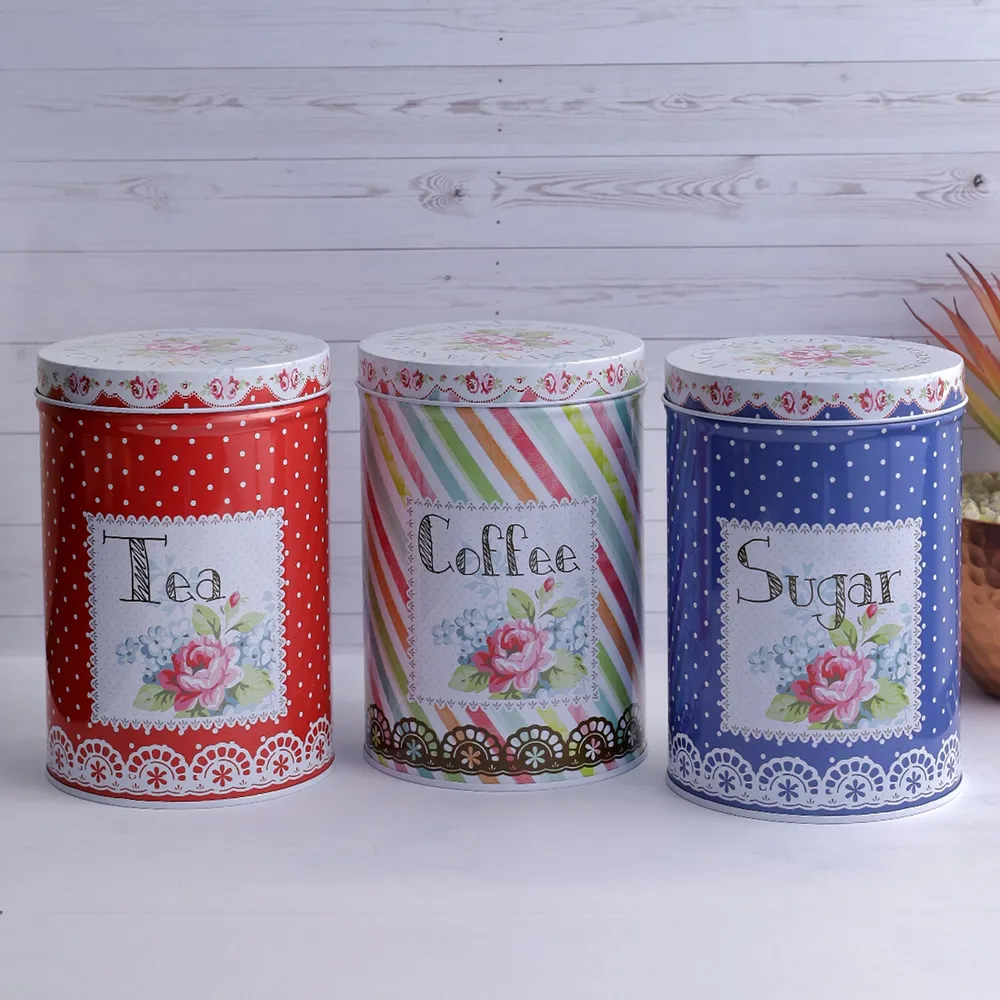Typical 80's Floral Kitchen Storage Canisters Set Of 3