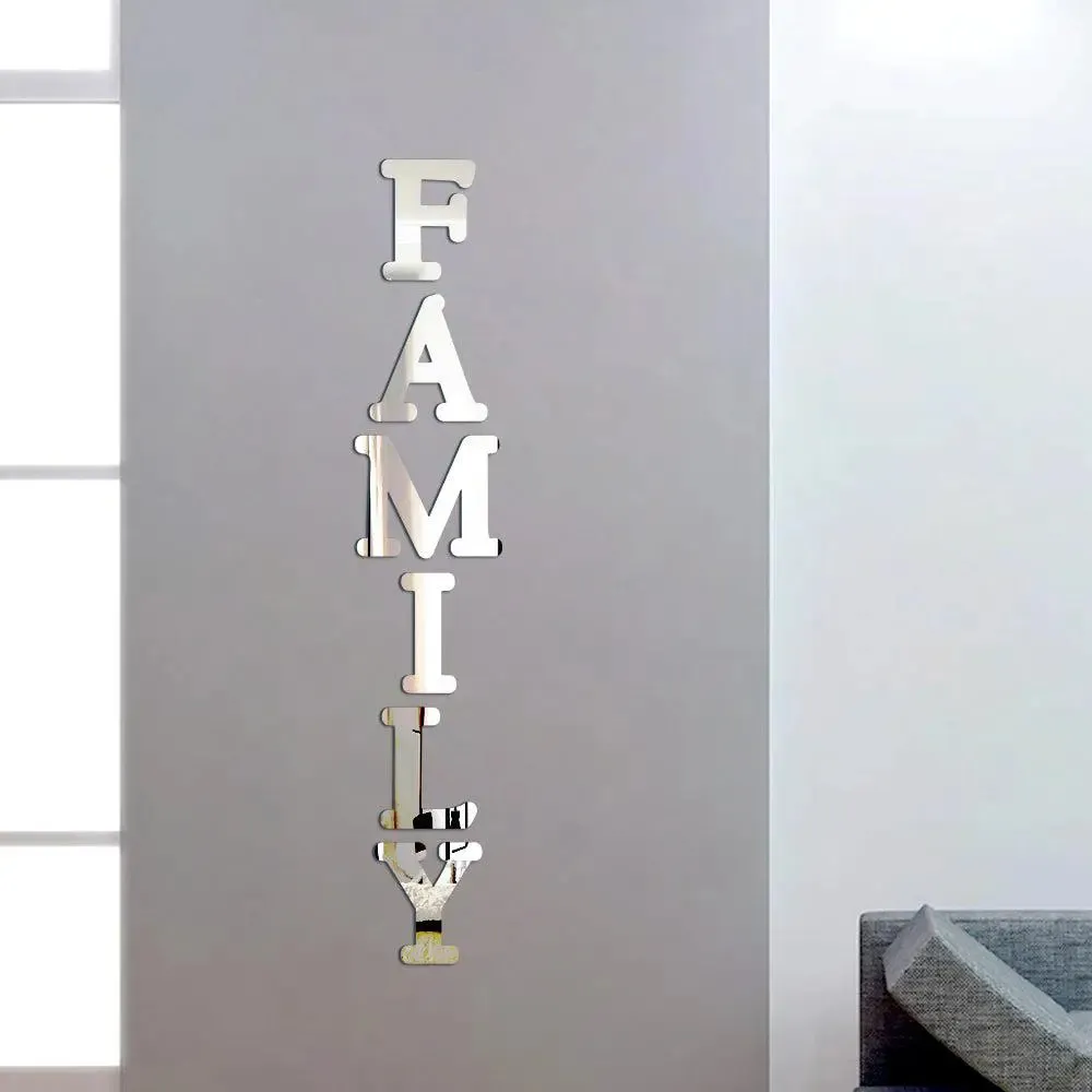 Typographic FAMILY Self Adhesive Mirror Sticker