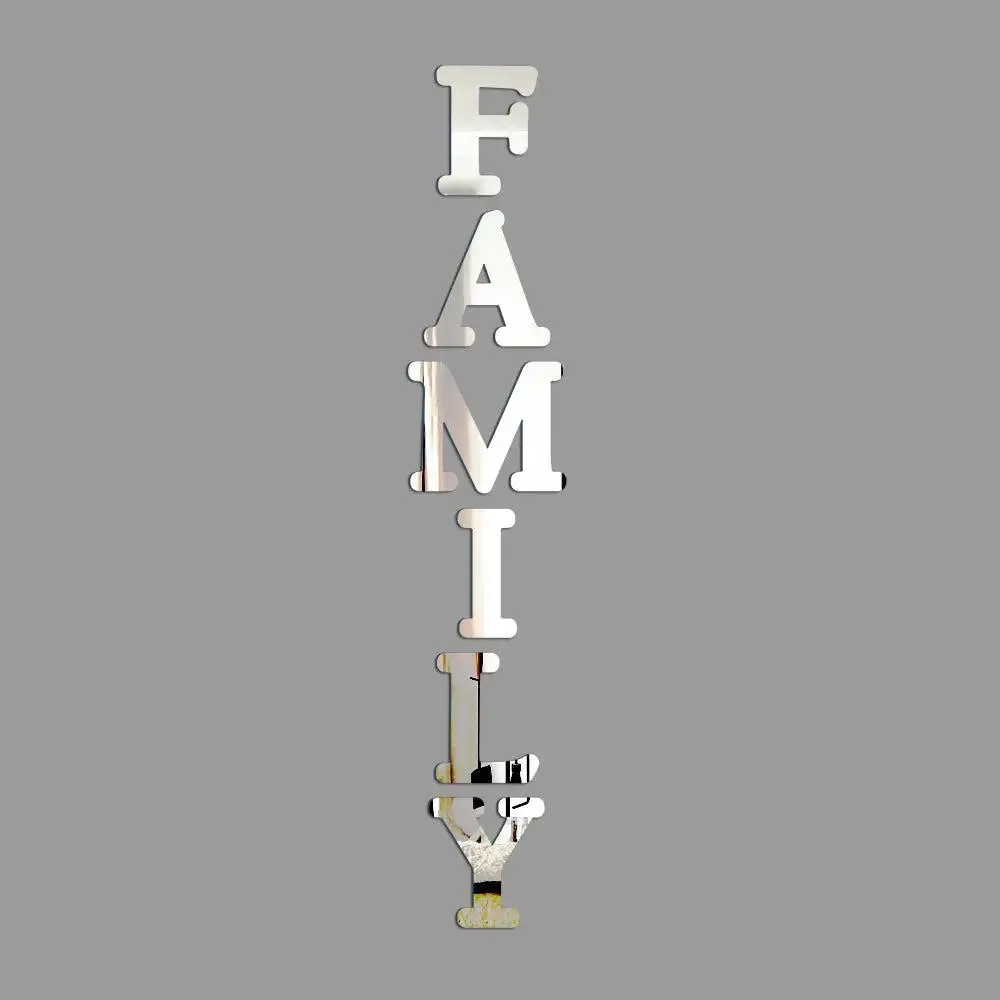 Typographic FAMILY Self Adhesive Mirror Sticker