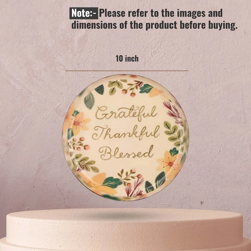 Typographic 'Grateful' Premium Decorative Metal Wall Plate (10 Inches)