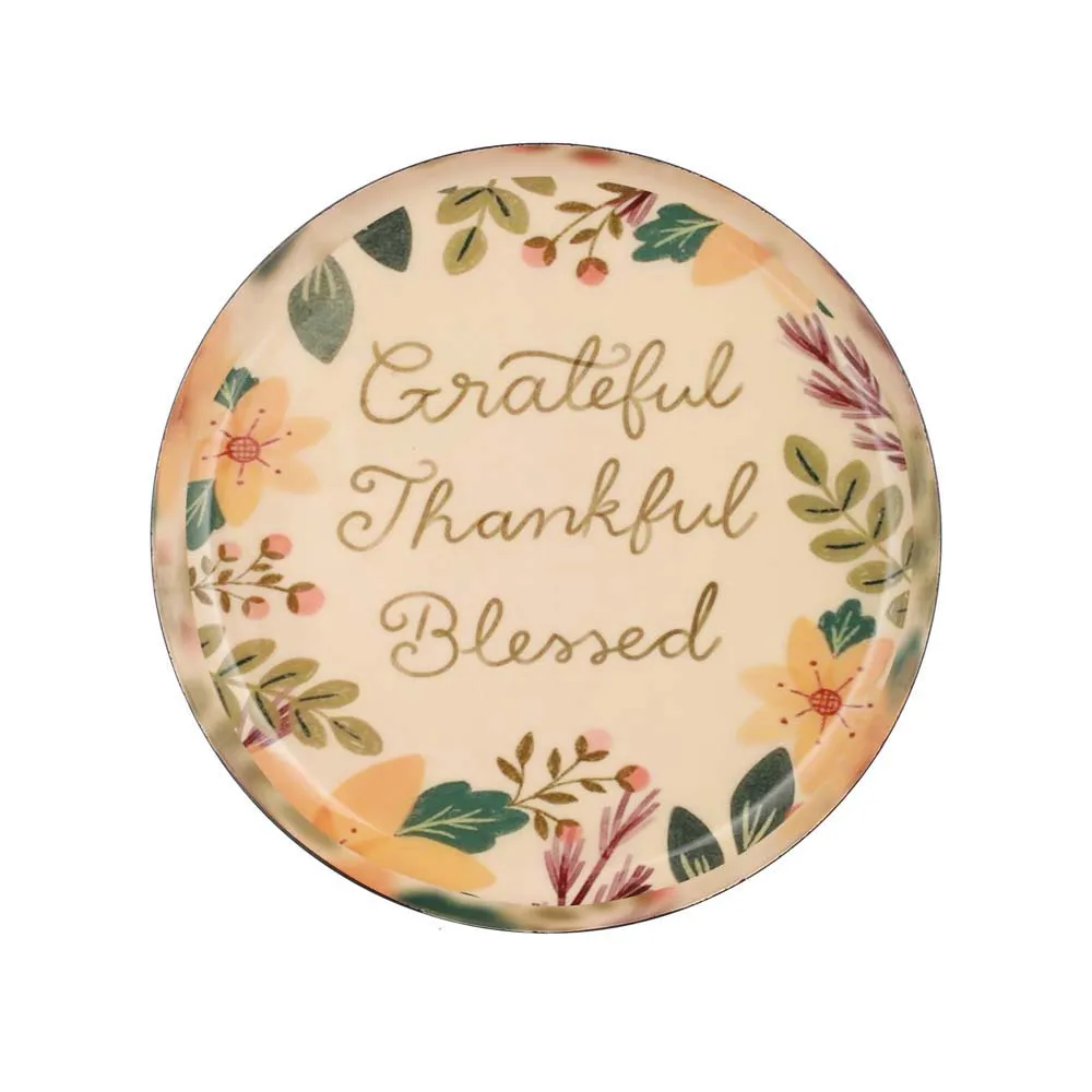 Typographic 'Grateful' Premium Decorative Metal Wall Plate (10 Inches)