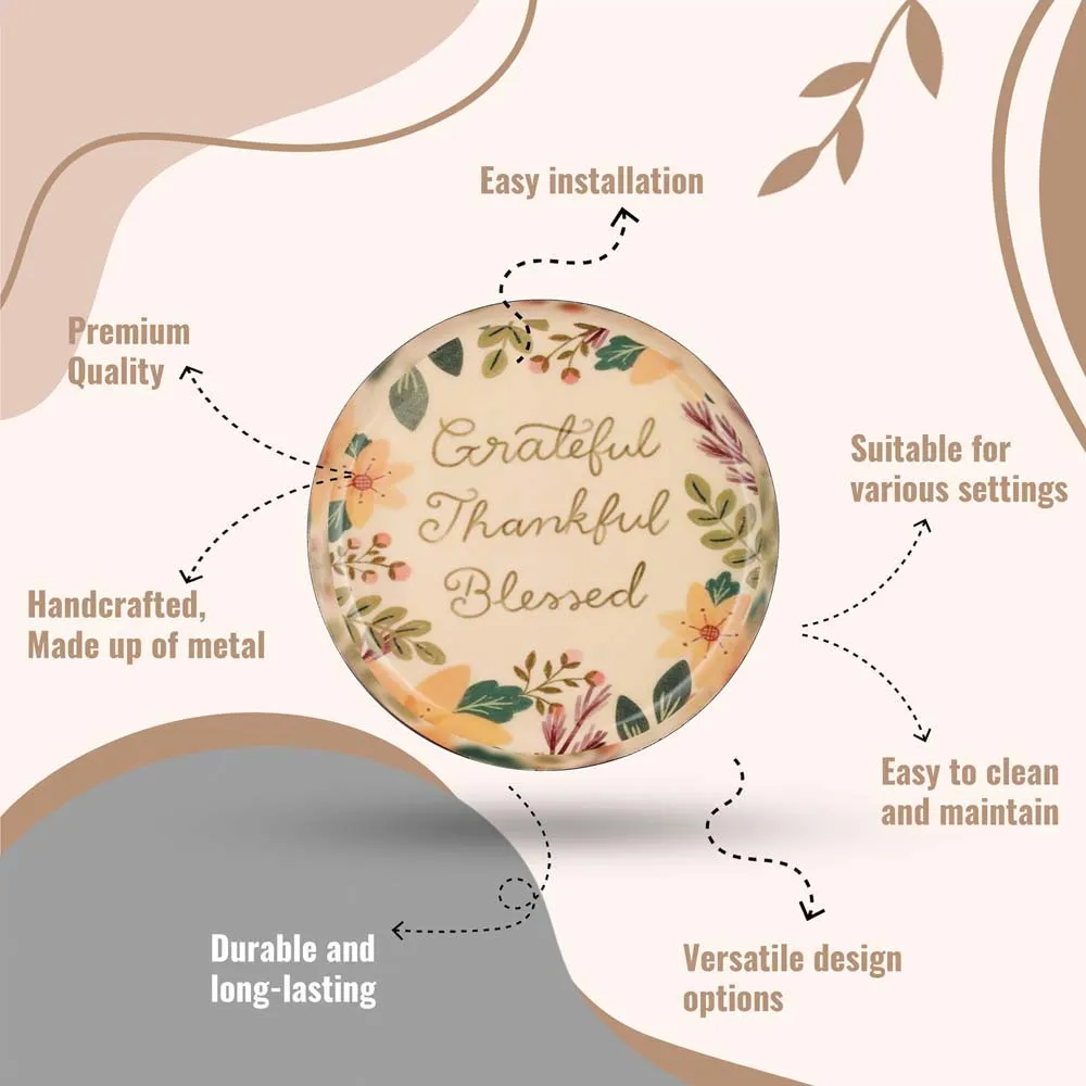 Typographic 'Grateful' Premium Decorative Metal Wall Plate (10 Inches)