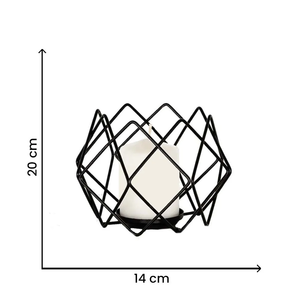 Ubiquitous Coal-Black Modern Candle Holder