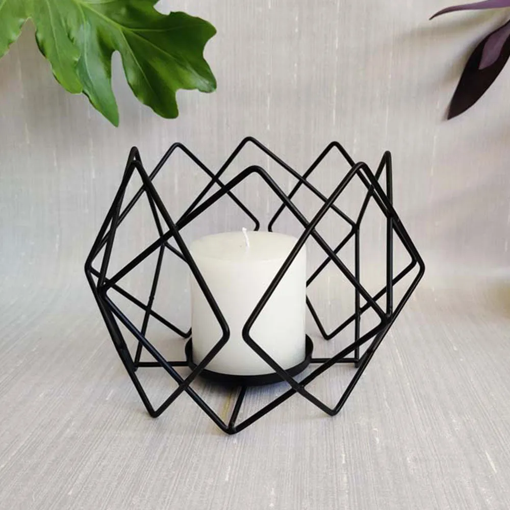 Ubiquitous Coal-Black Modern Candle Holder