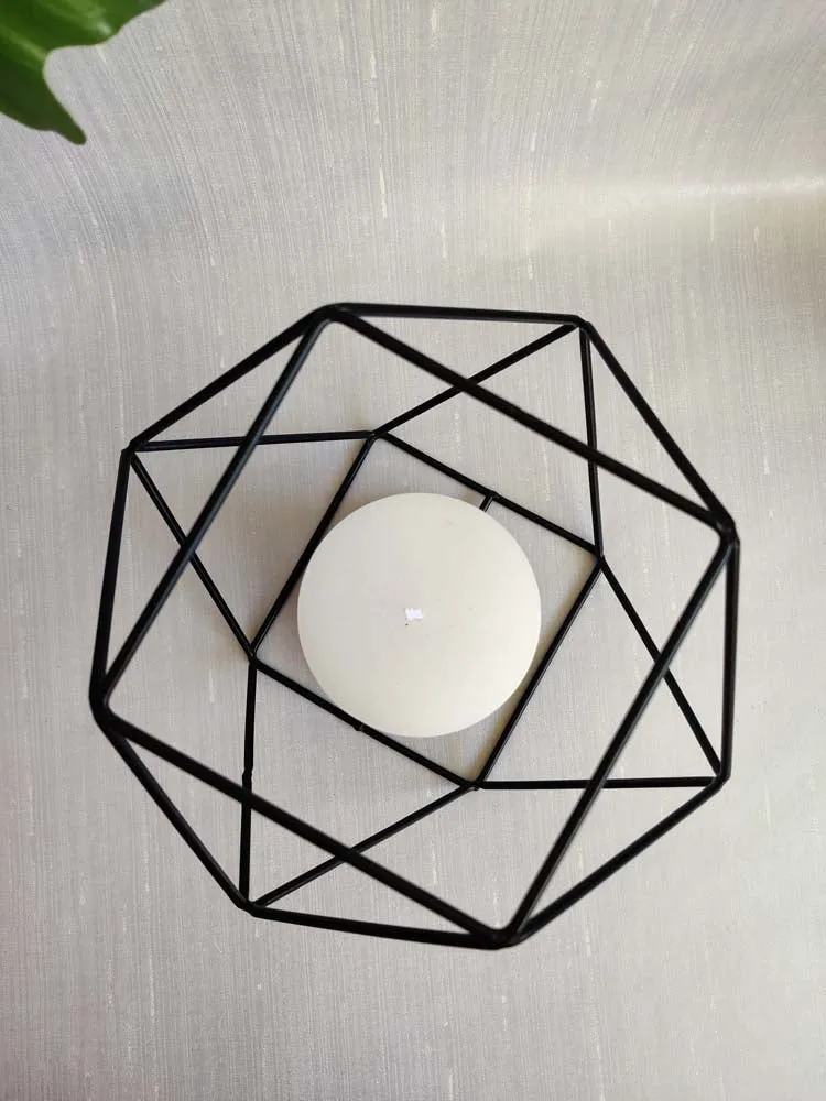 Ubiquitous Coal-Black Modern Candle Holder