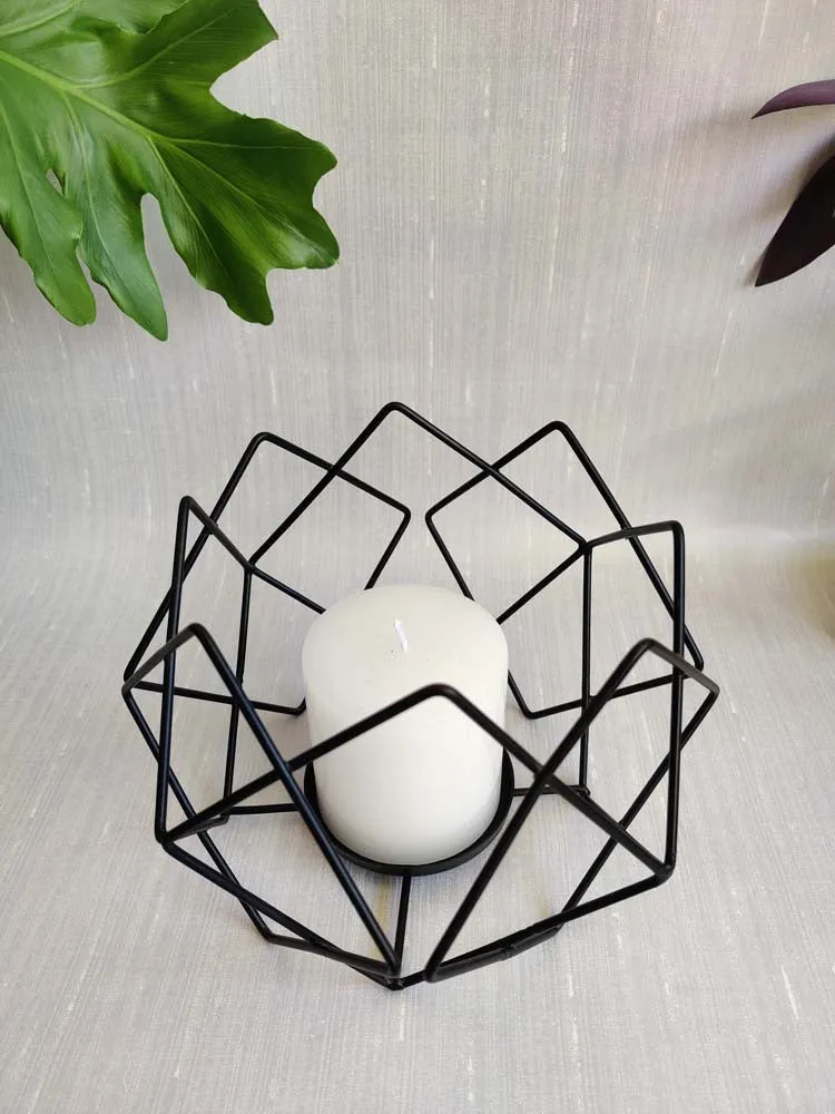 Ubiquitous Coal-Black Modern Candle Holder