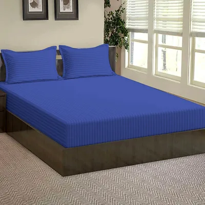 Ultra-Soft Cotton Twin Bed Solid Fitted Bedsheet With 2 Pillow Covers (Available in Multiple Colours)