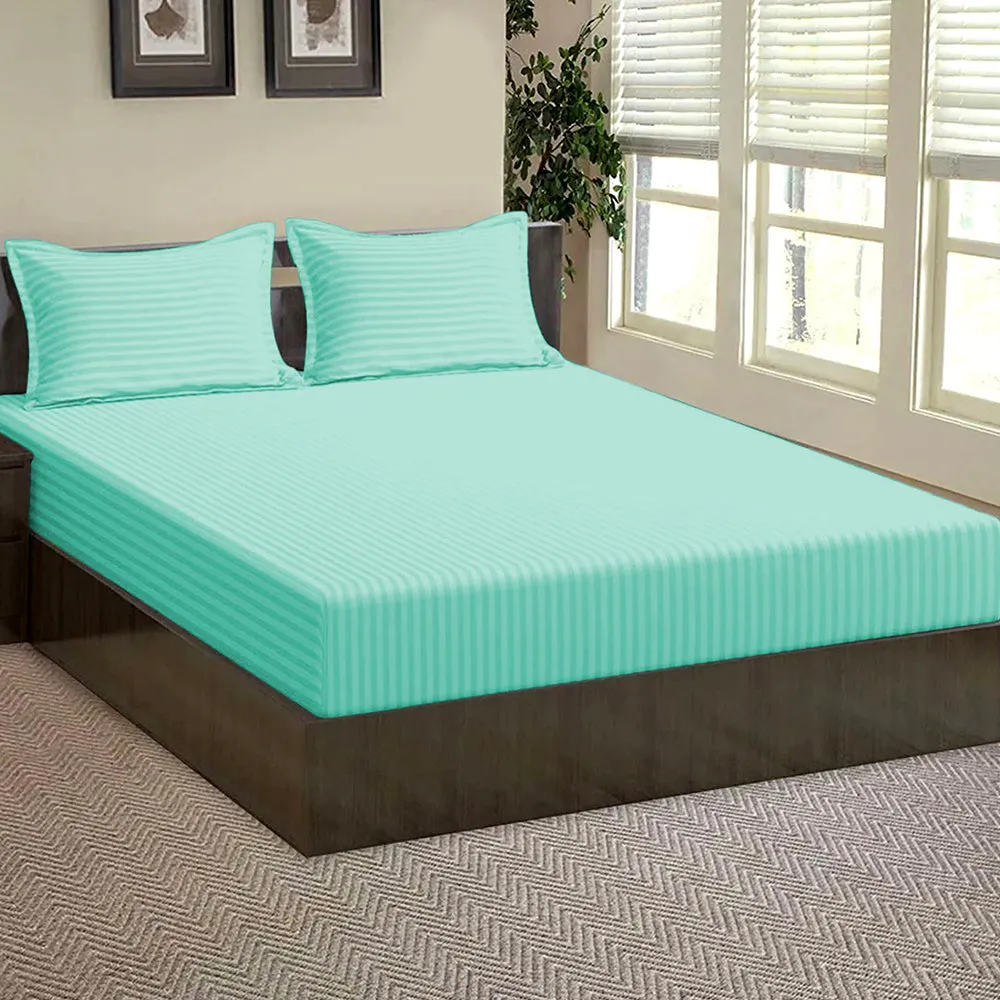 Ultra-Soft Cotton Twin Bed Solid Fitted Bedsheet With 2 Pillow Covers (Available in Multiple Colours) White