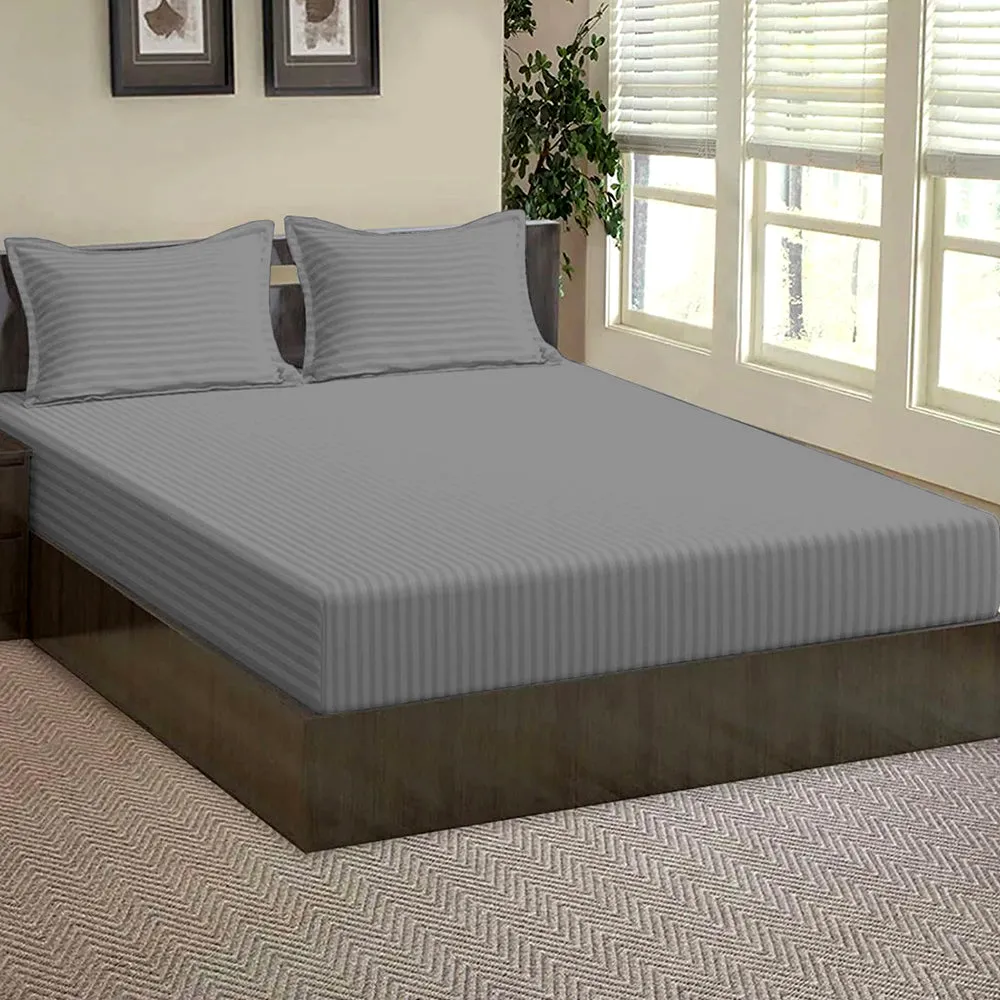 Ultra-Soft Cotton Twin Bed Solid Fitted Bedsheet With 2 Pillow Covers (Available in Multiple Colours) White
