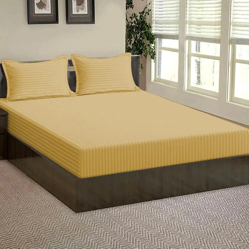 Ultra-Soft Premium Cotton Queen-Size Bed Fitted Bedsheet With 2 Pillow Covers (Available in Multiple Colours)