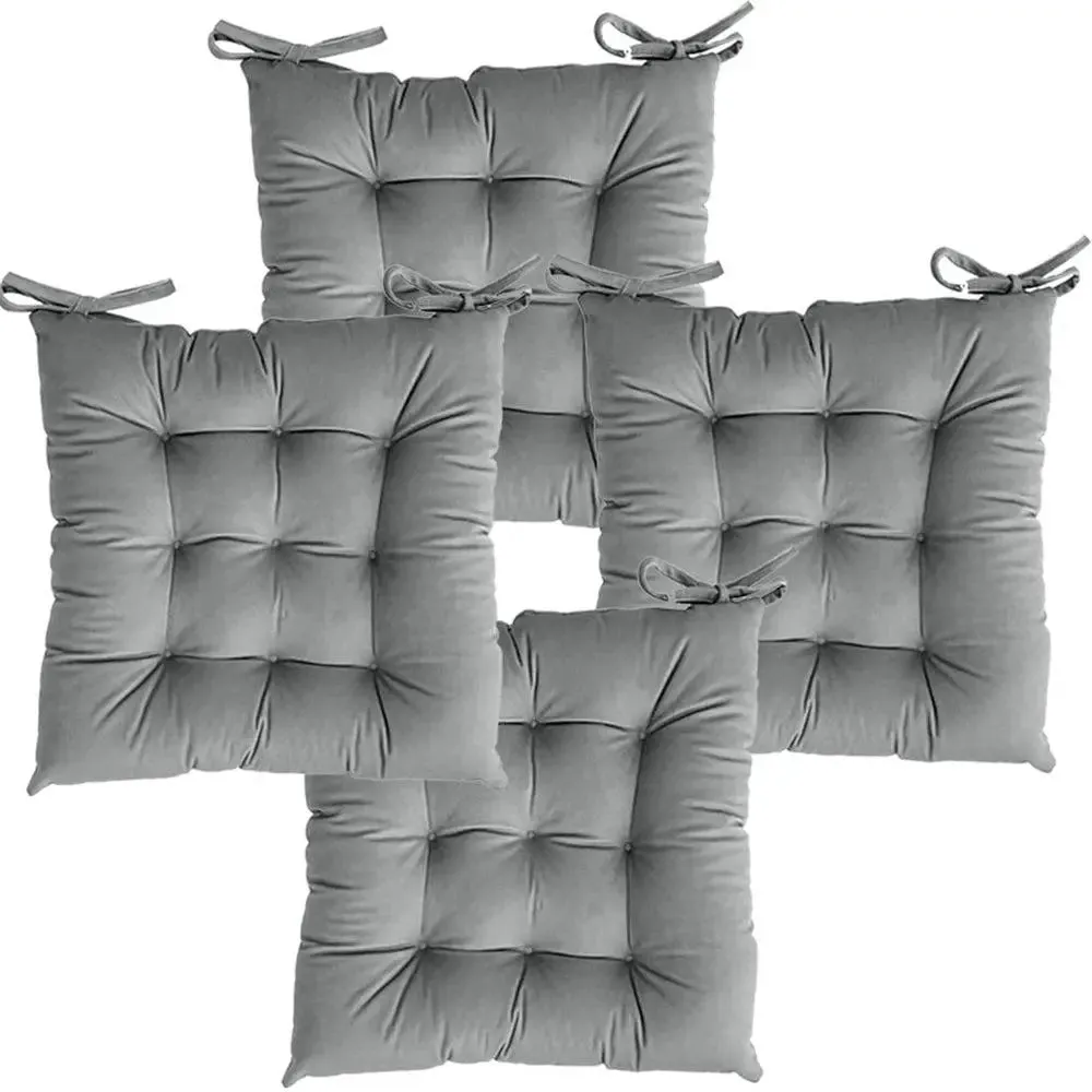 Ultra-Soft Solid cushions Microfiber Chair Pad/ Chair Cushion - 16x16 inch, Set of 4 Parrot Green