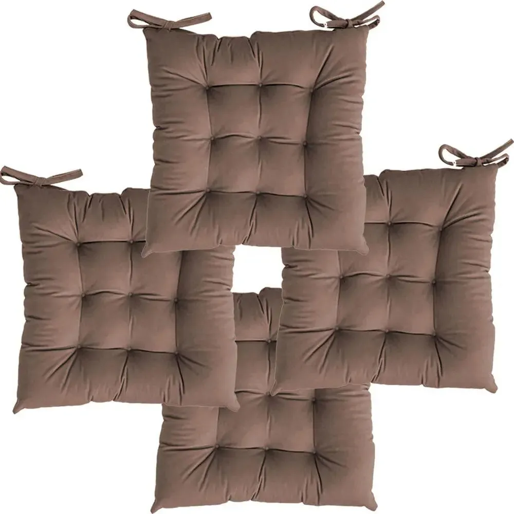 Ultra-Soft Solid cushions Microfiber Chair Pad/ Chair Cushion - 16x16 inch, Set of 4 Parrot Green