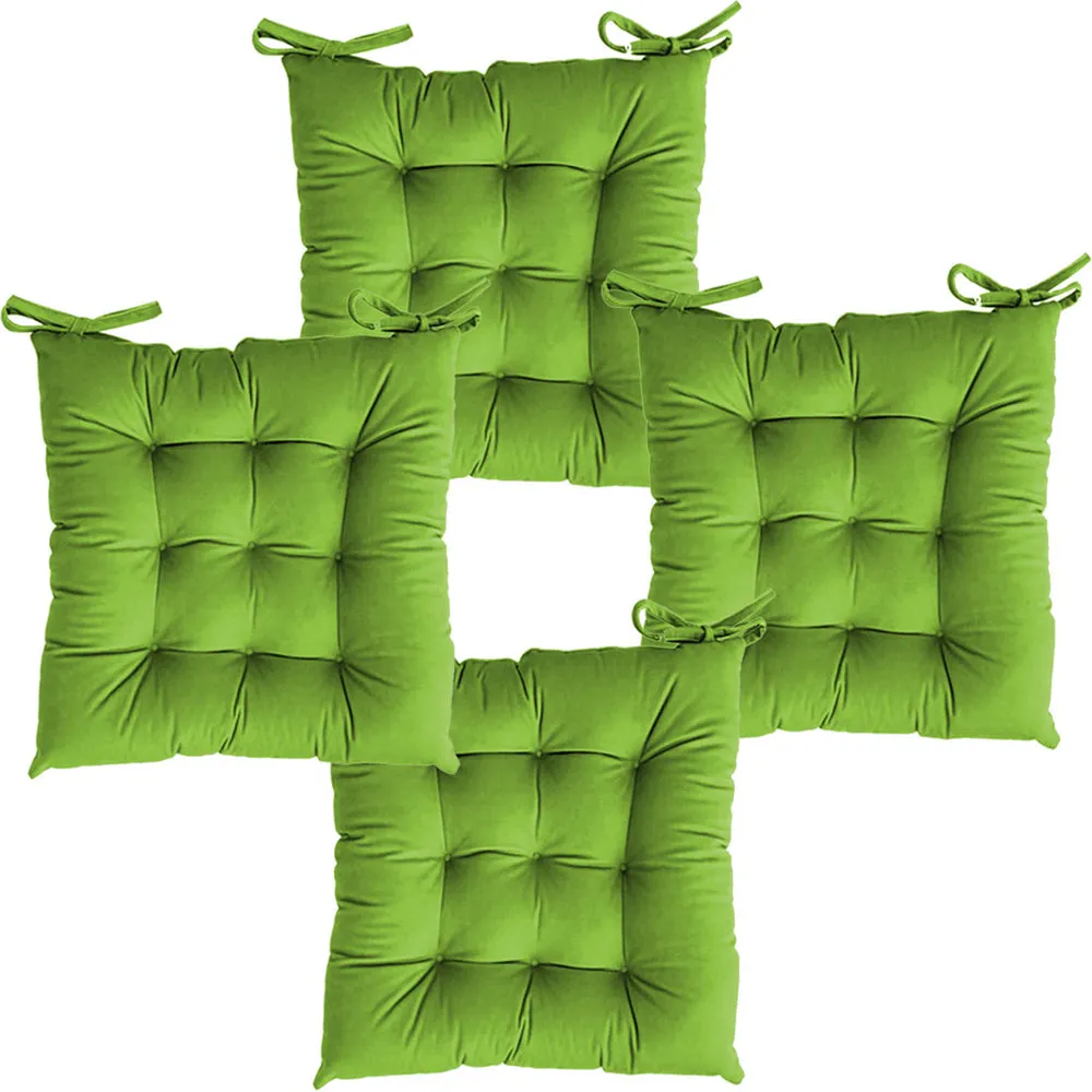 Ultra-Soft Solid cushions Microfiber Chair Pad/ Chair Cushion - 16x16 inch, Set of 4 Parrot Green